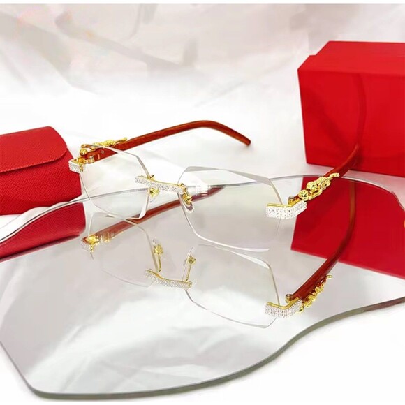 Clear Fashion Trend Sunglasses Rimless Luxury Sunglasses Driving Travel Glasses - Picture 4 of 9